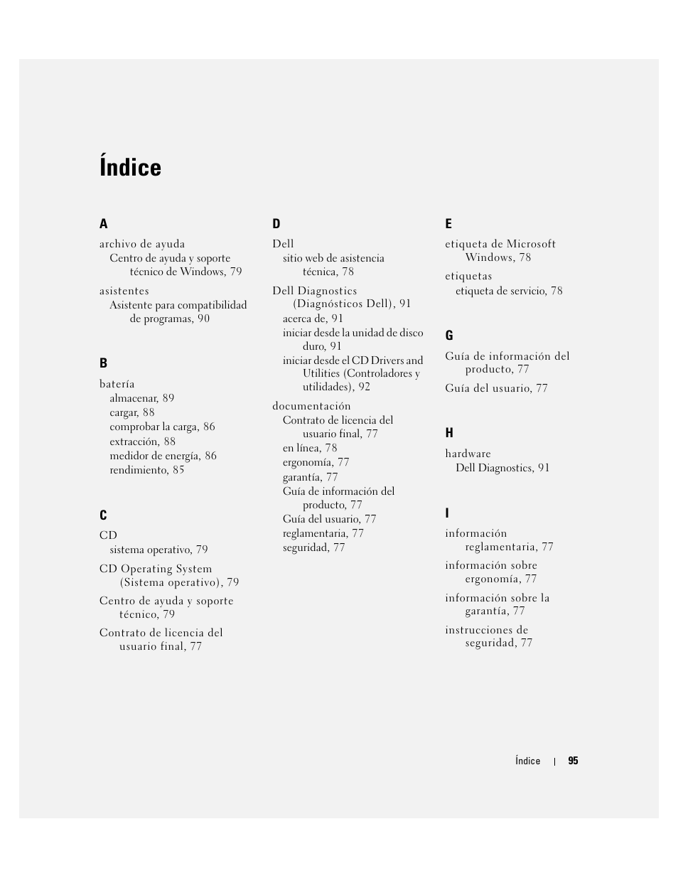 Índice | Dell Precision M90 User Manual | Page 95 / 96