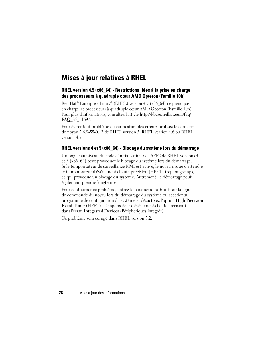 Mises à jour relatives à rhel | Dell PowerEdge R905 User Manual | Page 30 / 80