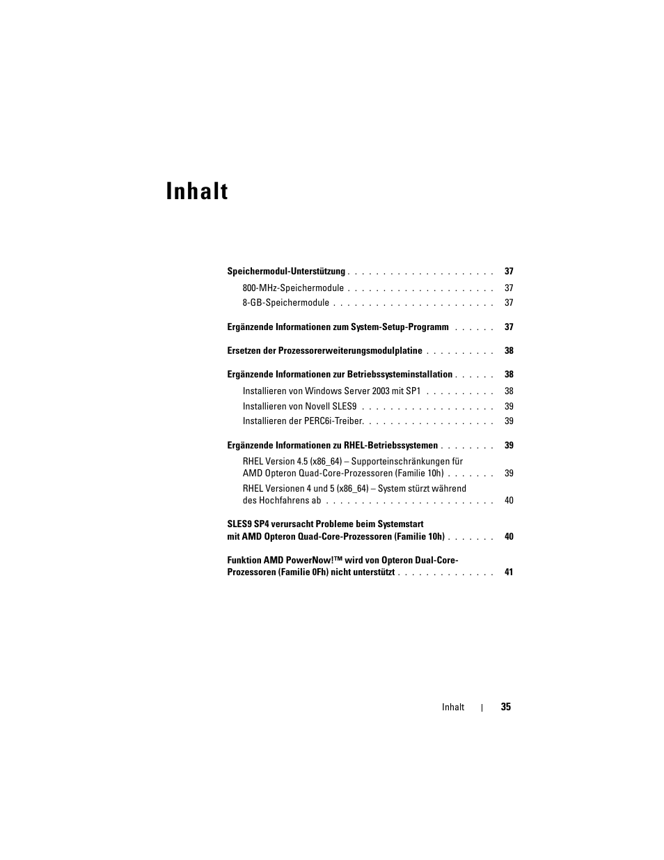 Inhalt | Dell PowerEdge R905 User Manual | Page 37 / 80