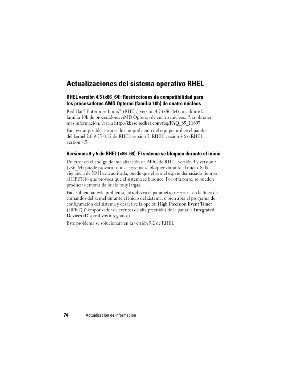 Actualizaciones del sistema operativo rhel | Dell PowerEdge R905 User Manual | Page 76 / 80