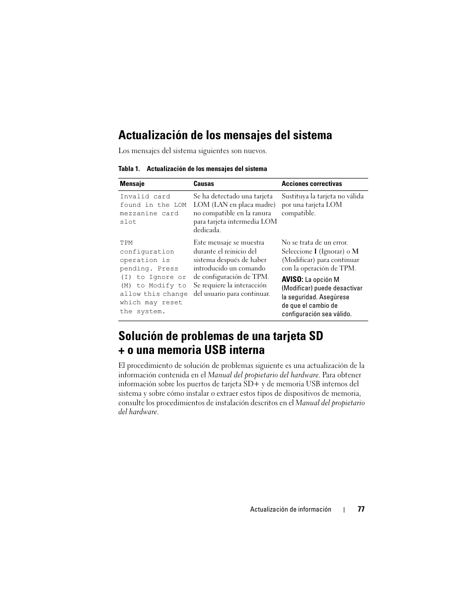 Actualización de los mensajes del sistema | Dell PowerEdge R905 User Manual | Page 79 / 80