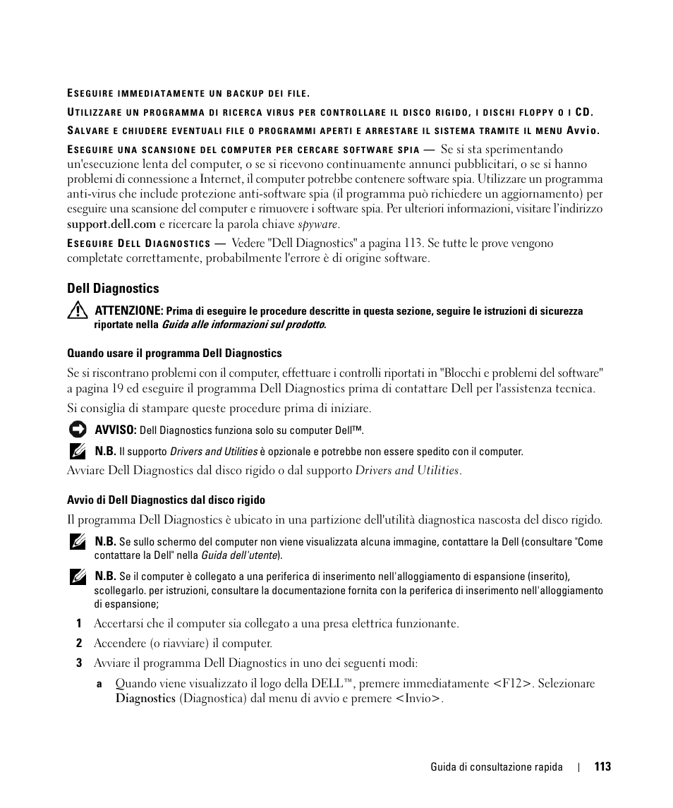 Dell diagnostics | Dell Latitude D531 (Mid 2007) User Manual | Page 113 / 142