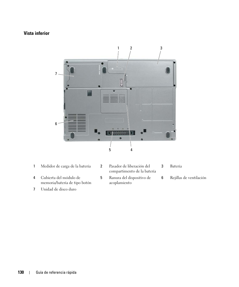 Vista inferior | Dell Latitude D531 (Mid 2007) User Manual | Page 130 / 142