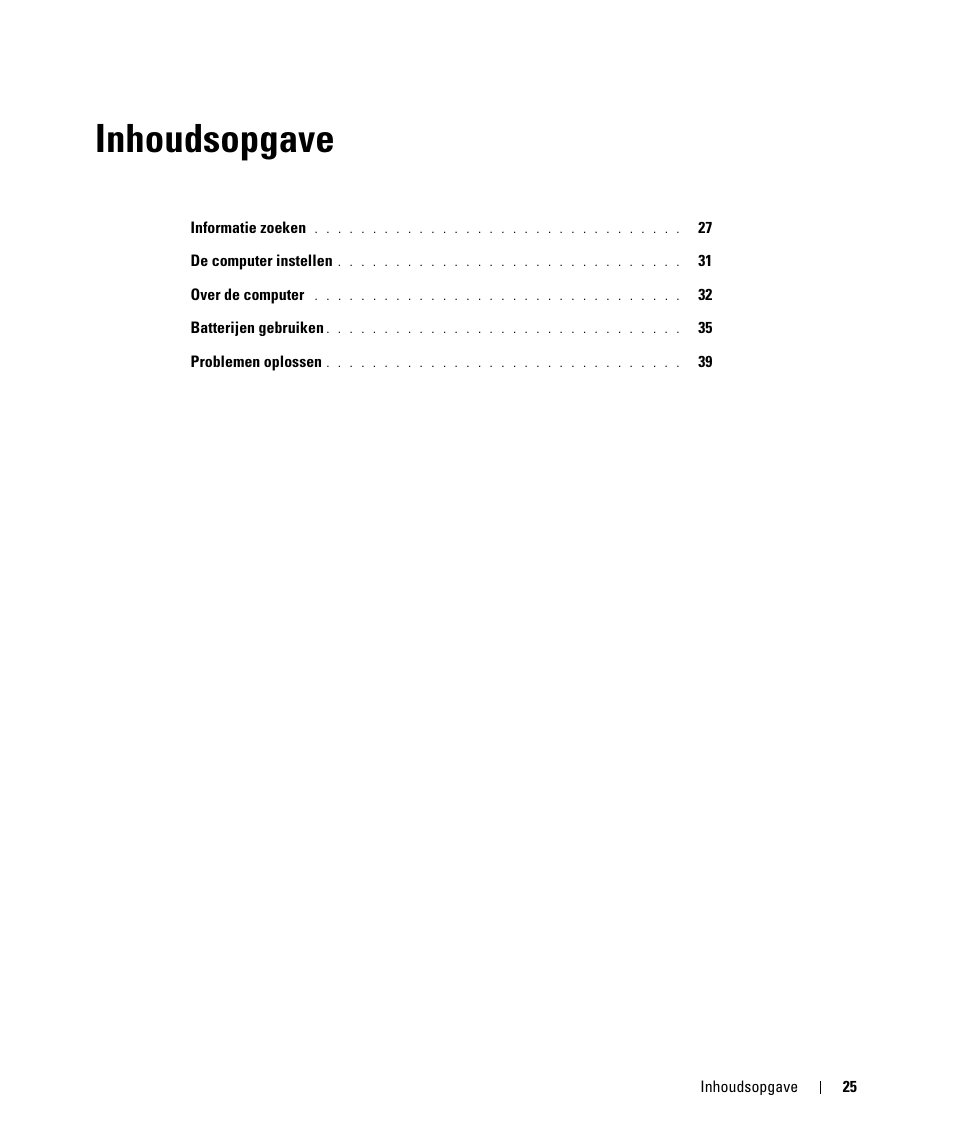 Inhoudsopgave | Dell Latitude D531 (Mid 2007) User Manual | Page 25 / 142