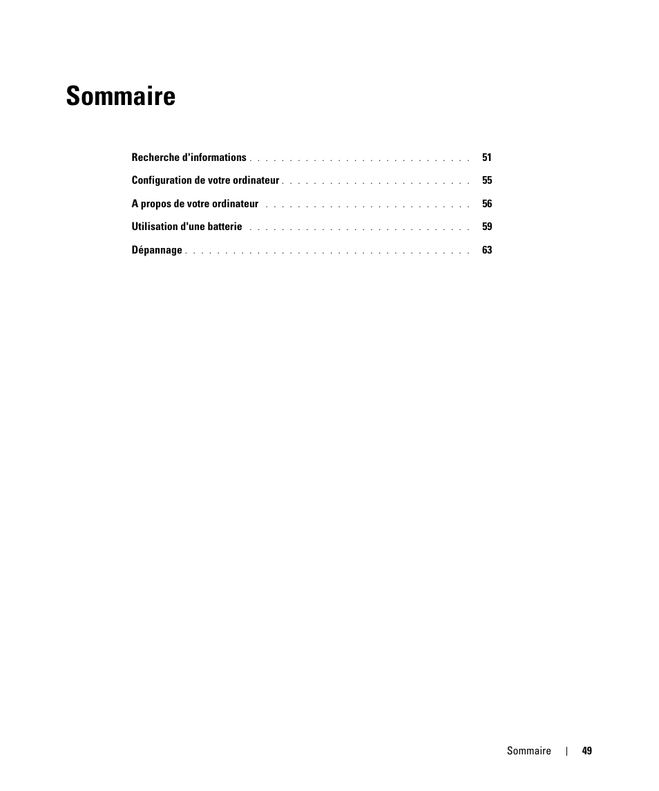Sommaire | Dell Latitude D531 (Mid 2007) User Manual | Page 49 / 142