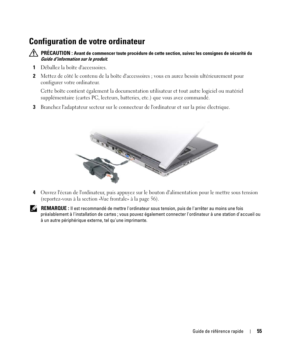 Configuration de votre ordinateur | Dell Latitude D531 (Mid 2007) User Manual | Page 55 / 142