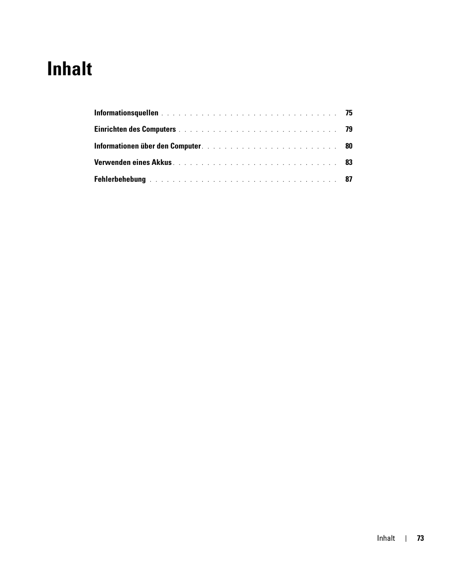 Inhalt | Dell Latitude D531 (Mid 2007) User Manual | Page 73 / 142