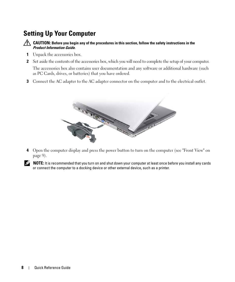 Setting up your computer | Dell Latitude D531 (Mid 2007) User Manual | Page 8 / 142