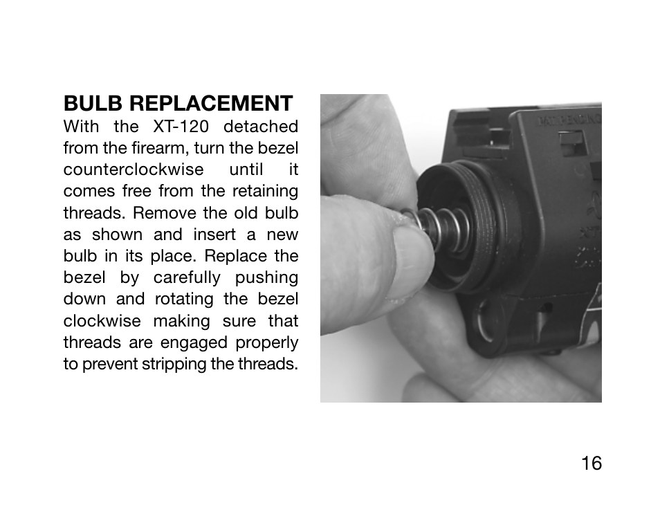Bulb replacement | Burris XT-120 User Manual | Page 18 / 24