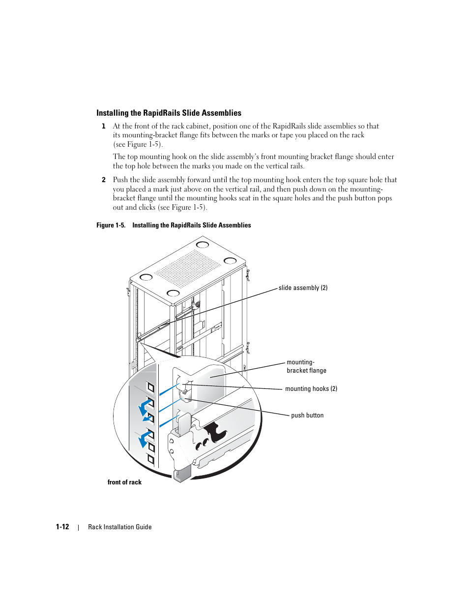 Installing the rapidrails slide assemblies, Figure 1-5 | Dell PowerEdge 2800 User Manual | Page 14 / 162