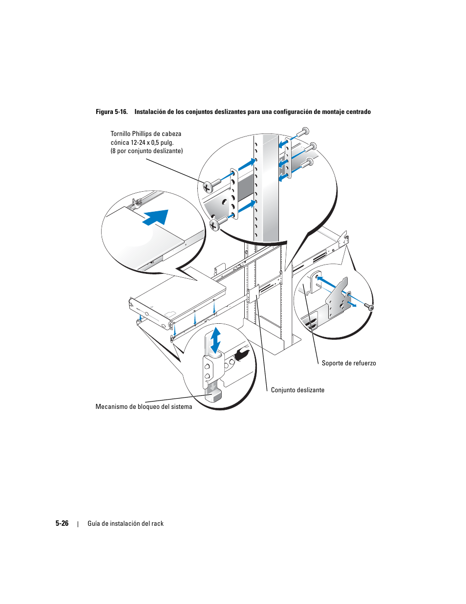 Figura 5-16, Del conjunto (consulte la figura 5-16), 5 pulgadas (consulte la figura 5-16) | Dell PowerEdge 2800 User Manual | Page 156 / 162