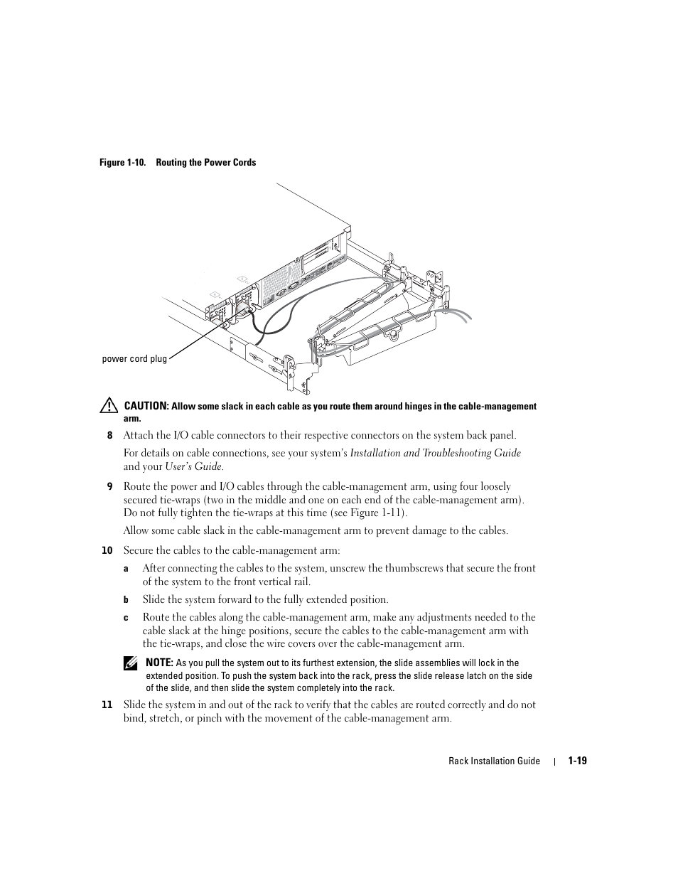 Figure 1-10, Routing the power cords | Dell PowerEdge 2800 User Manual | Page 21 / 162