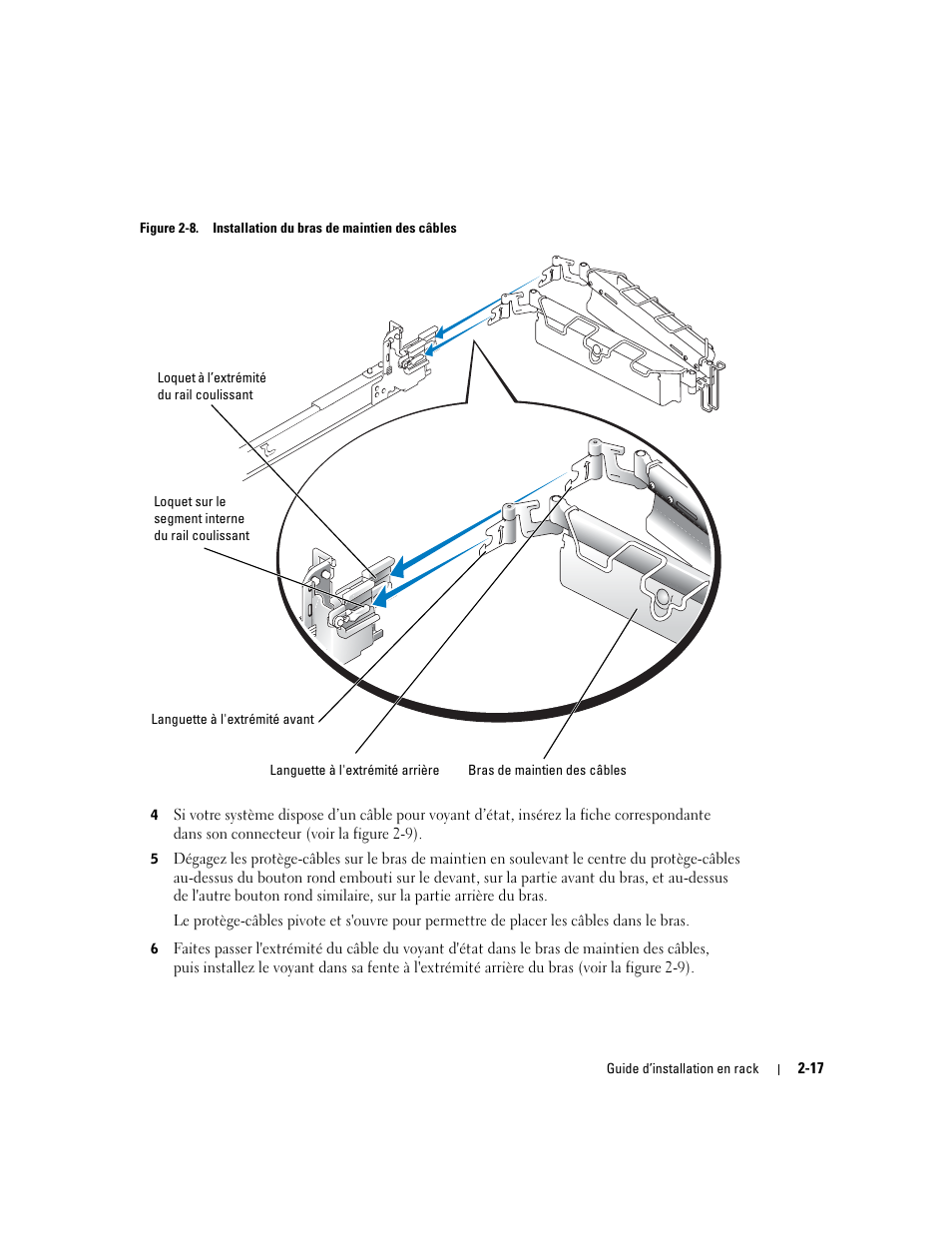 Figure 2-8, Installation du bras de maintien des câbles | Dell PowerEdge 2800 User Manual | Page 51 / 162