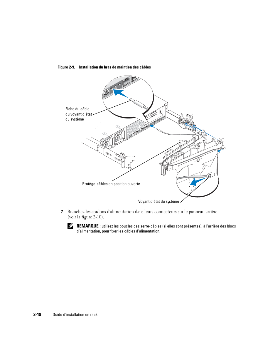 Figure 2-9, Installation du bras de maintien des câbles | Dell PowerEdge 2800 User Manual | Page 52 / 162