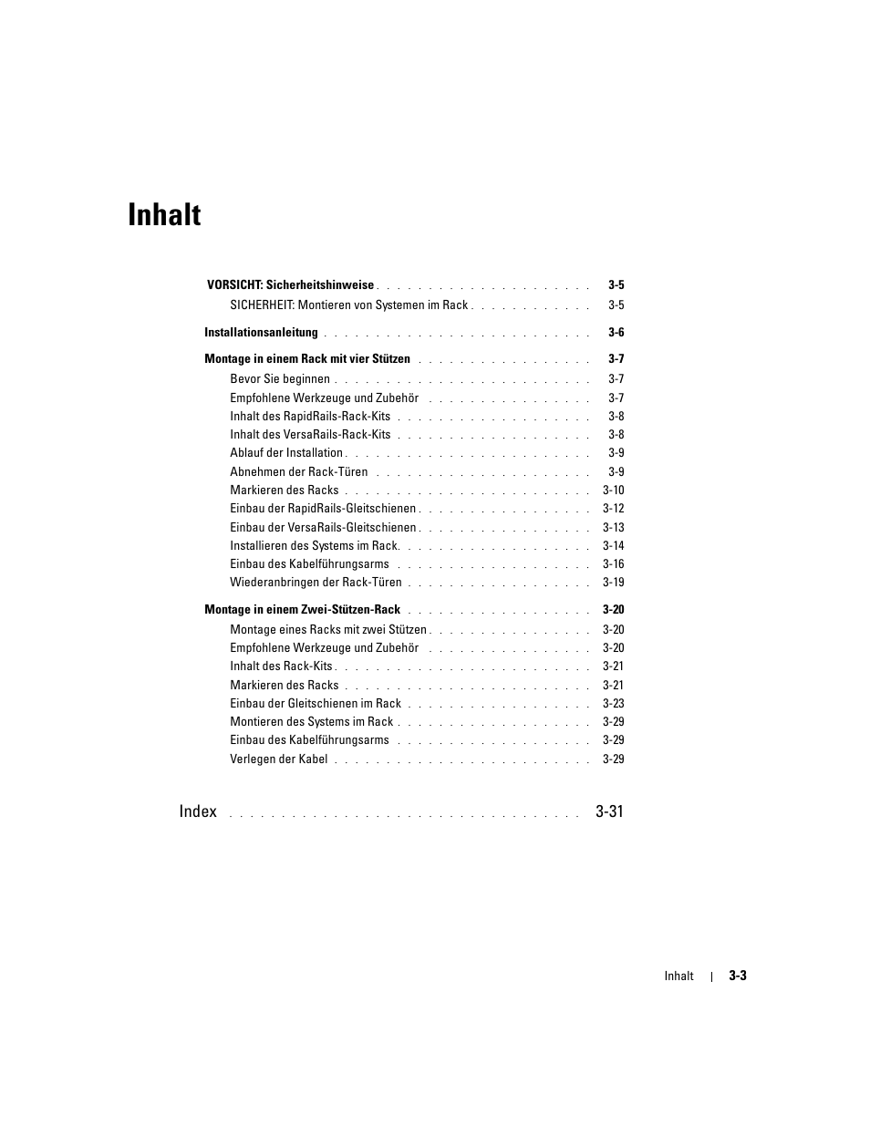 Inhalt, Index | Dell PowerEdge 2800 User Manual | Page 69 / 162