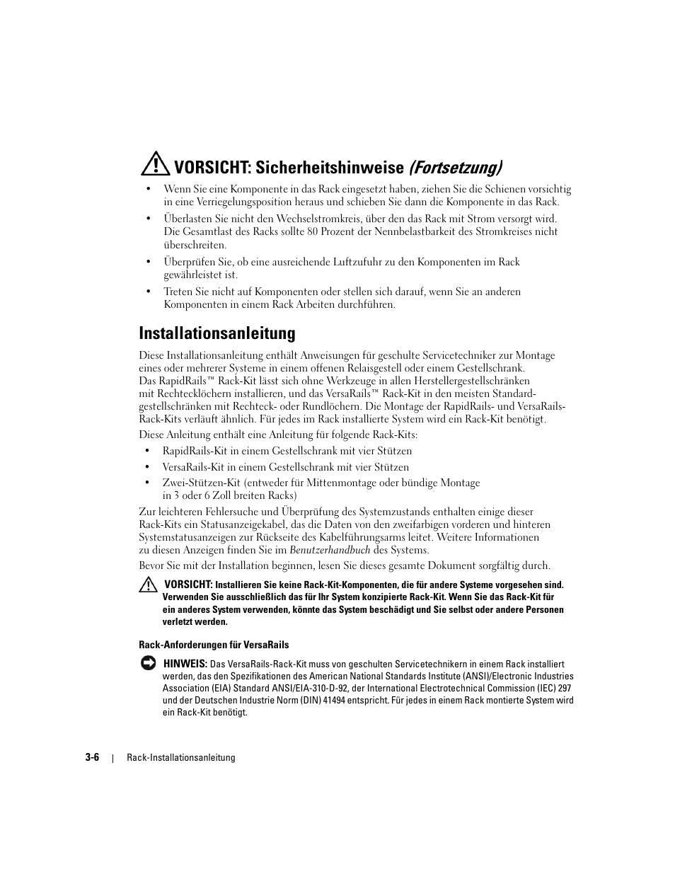 Installationsanleitung, Vorsicht: sicherheitshinweise (fortsetzung) | Dell PowerEdge 2800 User Manual | Page 72 / 162
