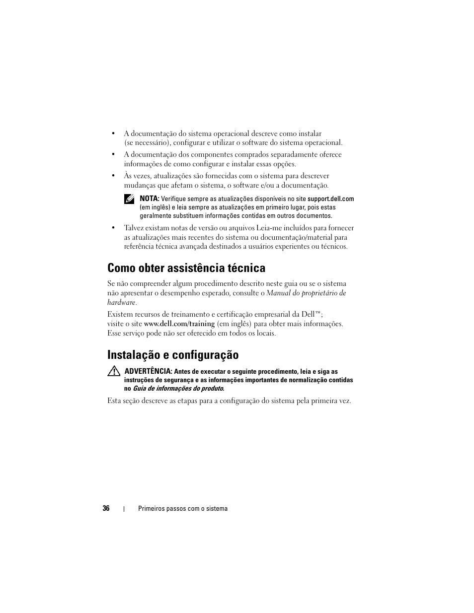 Como obter assistência técnica, Instalação e configuração | Dell POWEREDGE R805 User Manual | Page 38 / 60