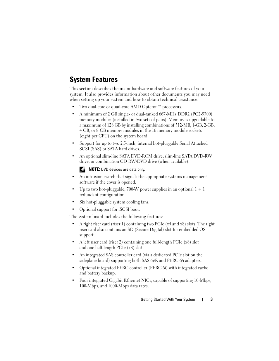 System features | Dell POWEREDGE R805 User Manual | Page 5 / 60