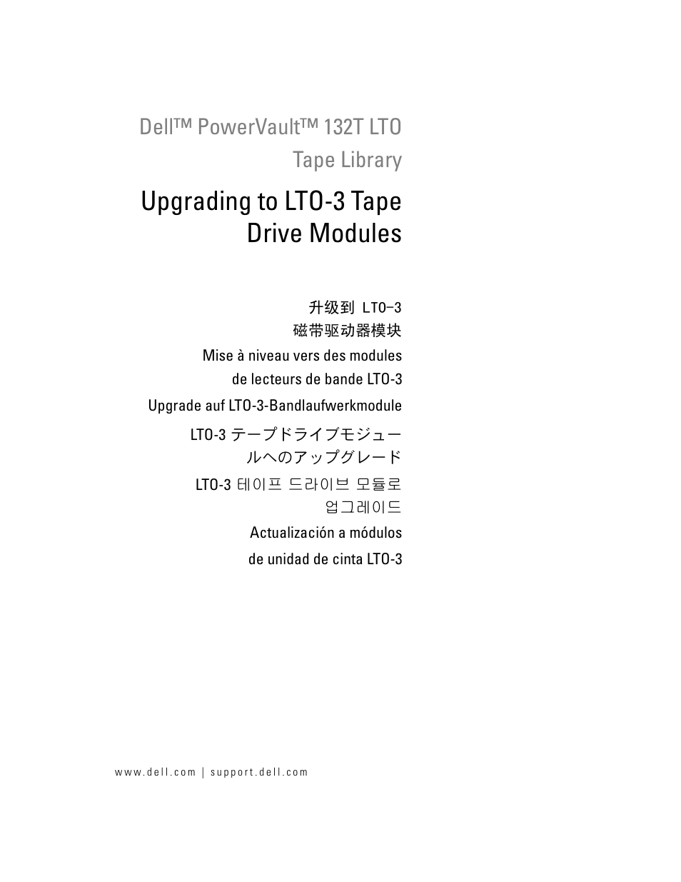 Dell PowerVault 132T LTO/SDLT (Tape Library) User Manual | 58 pages