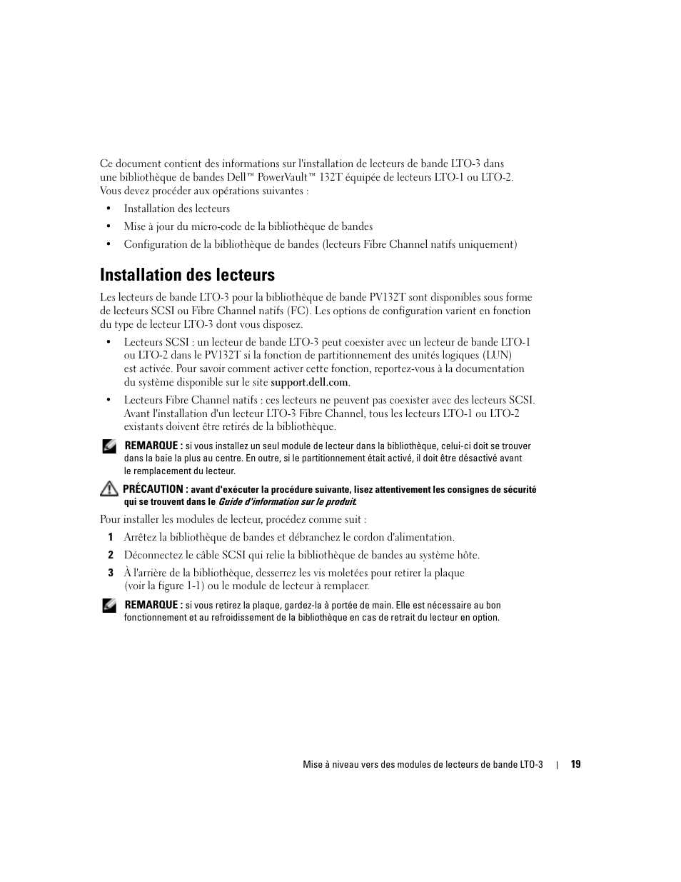 Installation des lecteurs | Dell PowerVault 132T LTO/SDLT (Tape Library) User Manual | Page 21 / 58