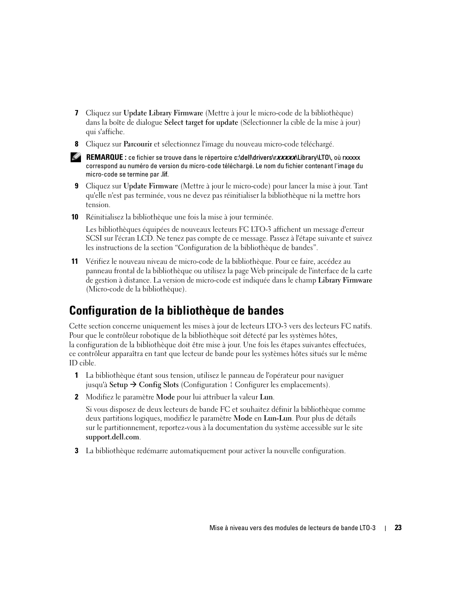 Configuration de la bibliothèque de bandes | Dell PowerVault 132T LTO/SDLT (Tape Library) User Manual | Page 25 / 58