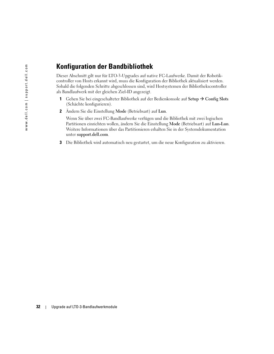 Konfiguration der bandbibliothek | Dell PowerVault 132T LTO/SDLT (Tape Library) User Manual | Page 34 / 58