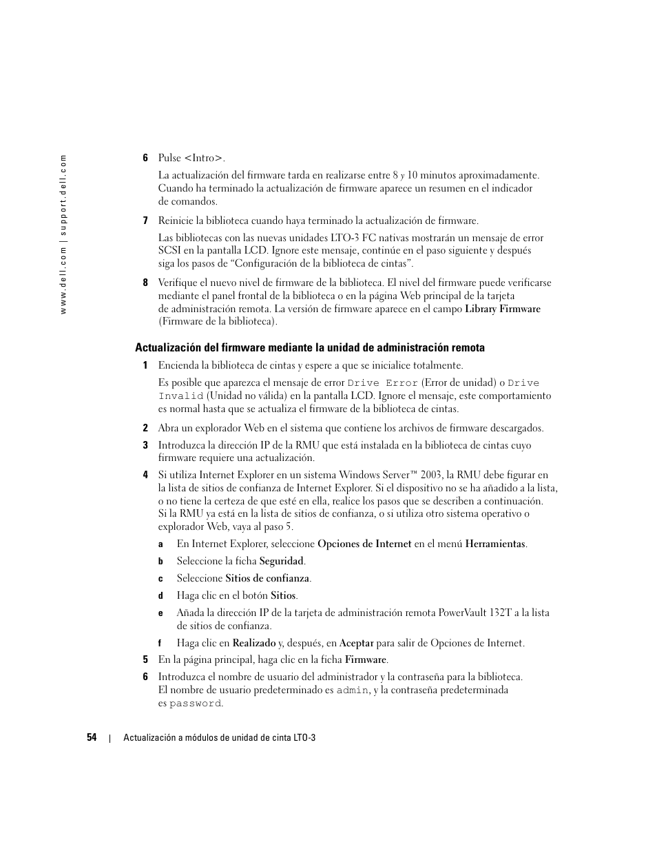 Dell PowerVault 132T LTO/SDLT (Tape Library) User Manual | Page 56 / 58