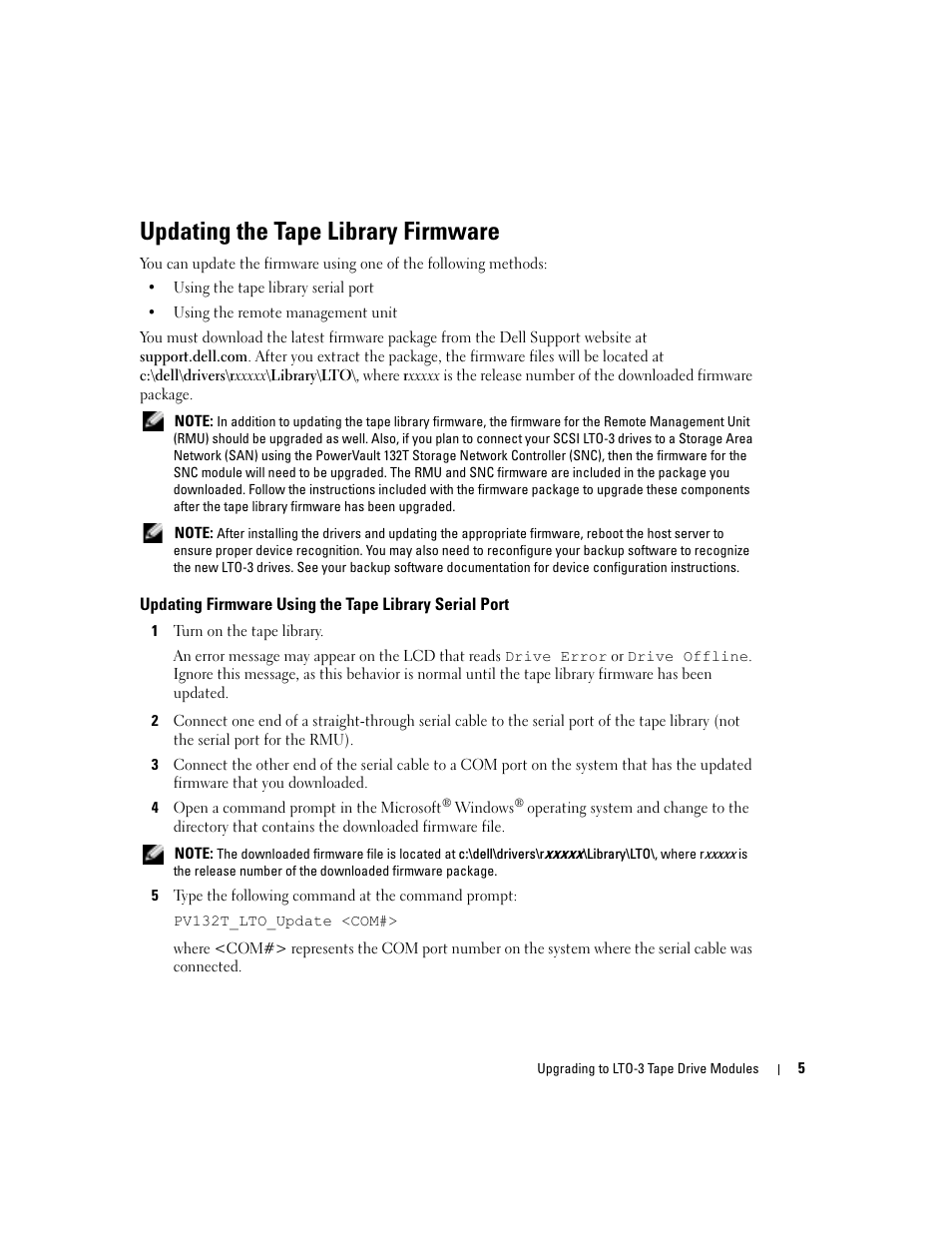 Updating the tape library firmware | Dell PowerVault 132T LTO/SDLT (Tape Library) User Manual | Page 7 / 58