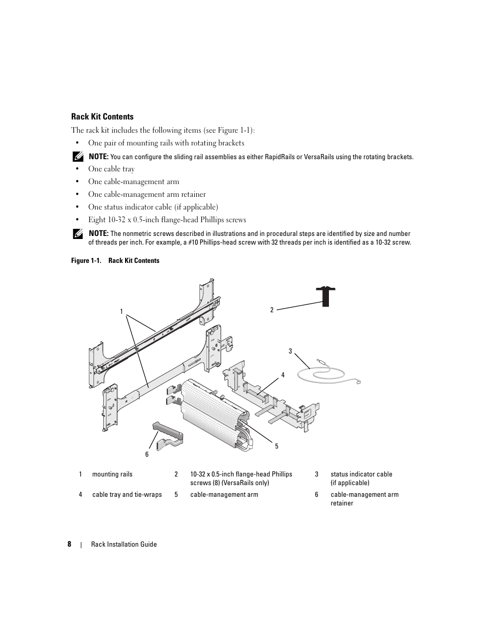 Rack kit contents | Dell PowerEdge 2900 User Manual | Page 10 / 110