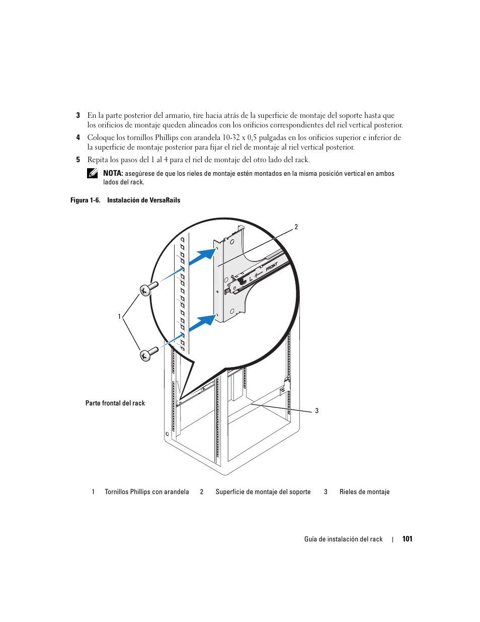 Tra en la figura 1-6. consulte “configurac, Superficie de montaje (vea la figura 1-6) | Dell PowerEdge 2900 User Manual | Page 103 / 110