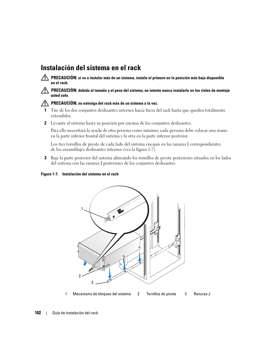 Instalación del sistema en el rack | Dell PowerEdge 2900 User Manual | Page 104 / 110