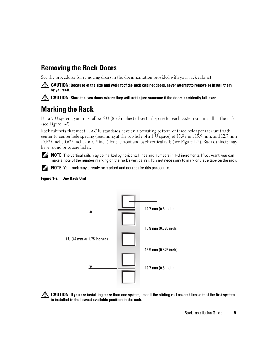 Removing the rack doors, Marking the rack | Dell PowerEdge 2900 User Manual | Page 11 / 110