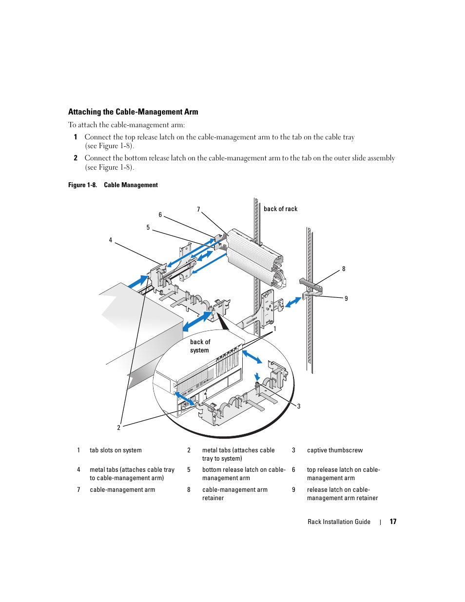 Attaching the cable-management arm | Dell PowerEdge 2900 User Manual | Page 19 / 110