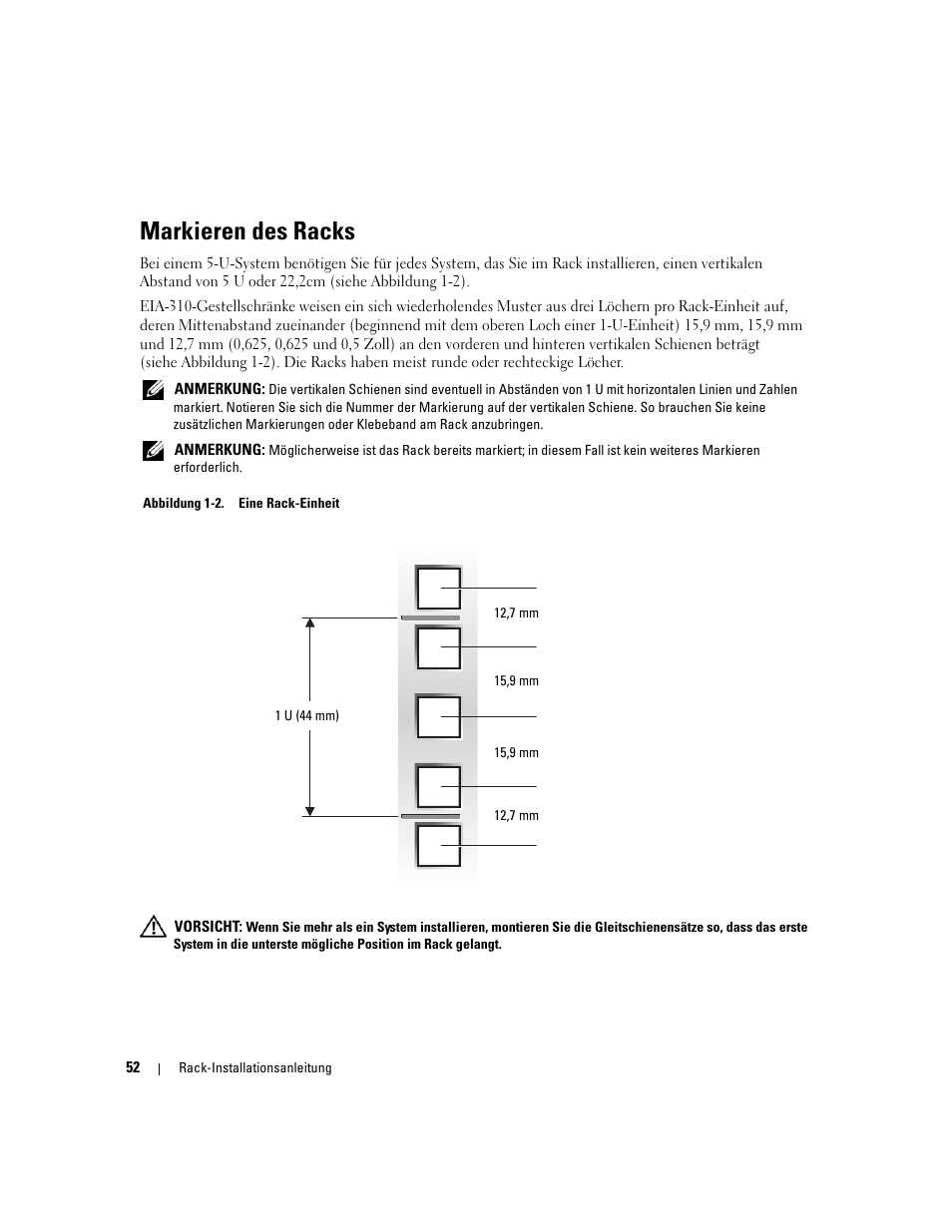 Markieren des racks | Dell PowerEdge 2900 User Manual | Page 54 / 110