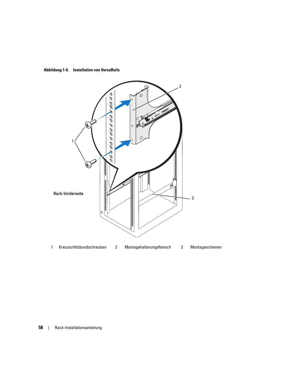 Abbildung 1-6 dargeste, Montageflanschs ein (siehe abbildung 1-6) | Dell PowerEdge 2900 User Manual | Page 60 / 110