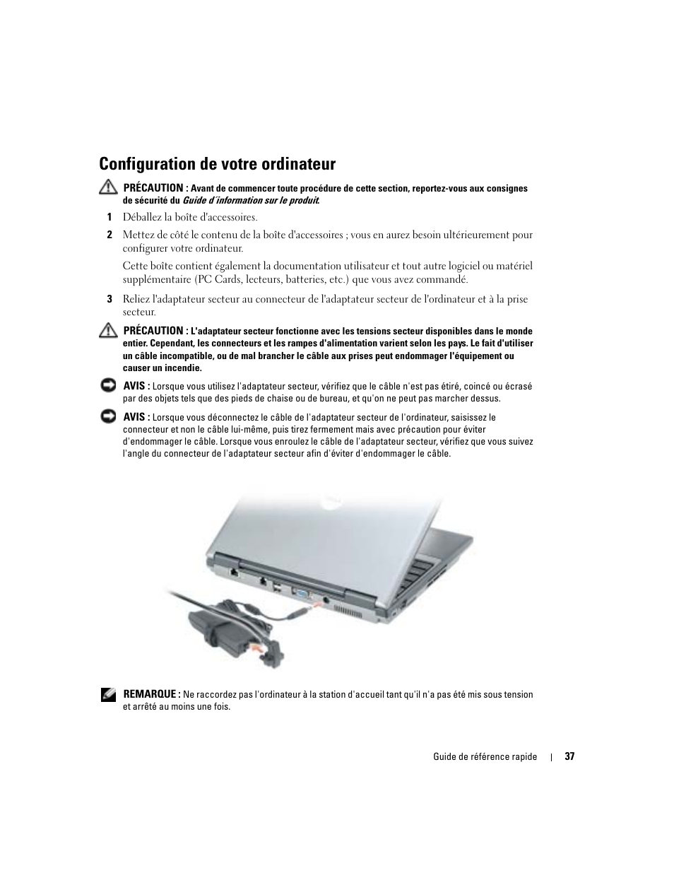 Configuration de votre ordinateur | Dell Latitude D410 User Manual | Page 37 / 110