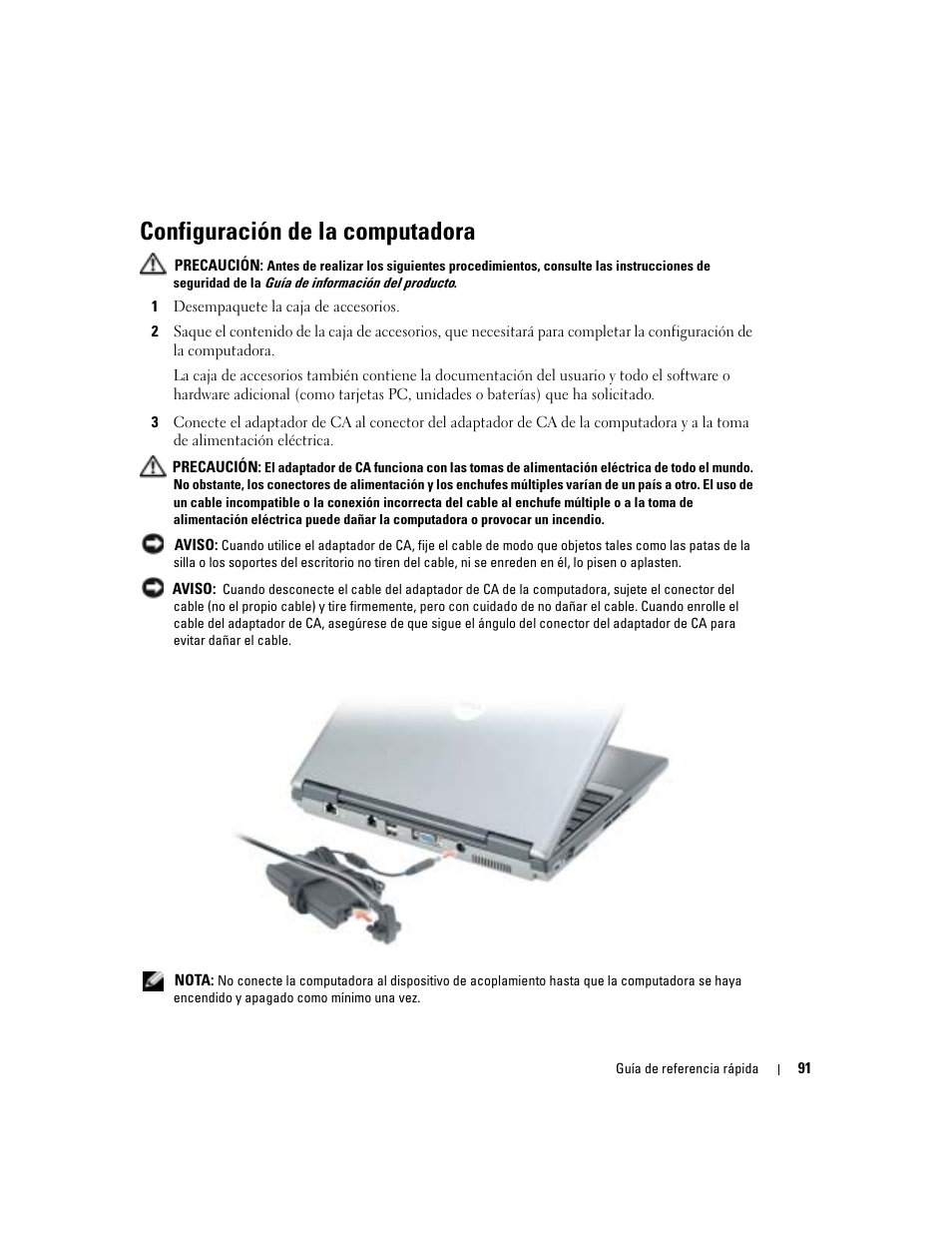 Configuración de la computadora | Dell Latitude D410 User Manual | Page 91 / 110
