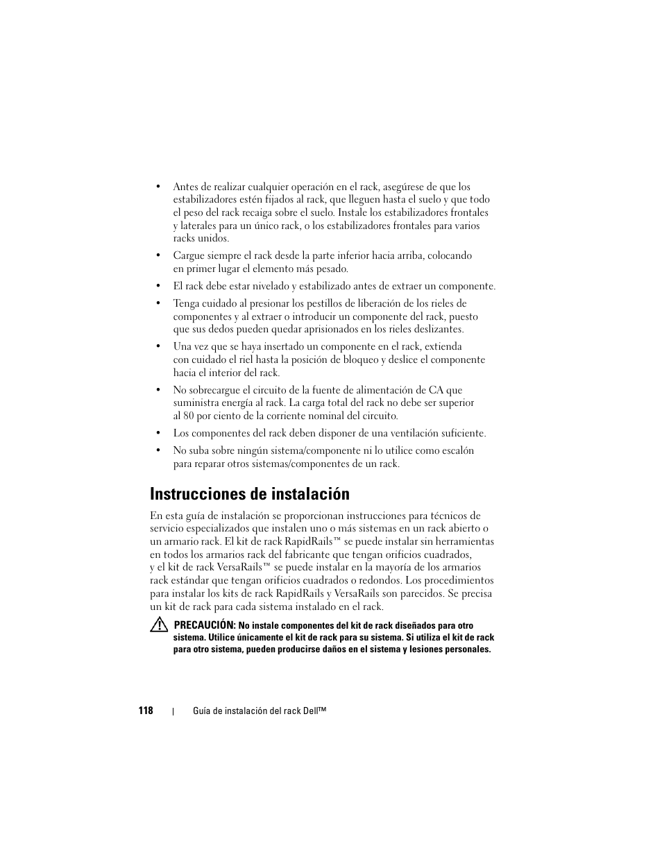 Instrucciones de instalación | Dell PowerEdge 6850 User Manual | Page 120 / 142