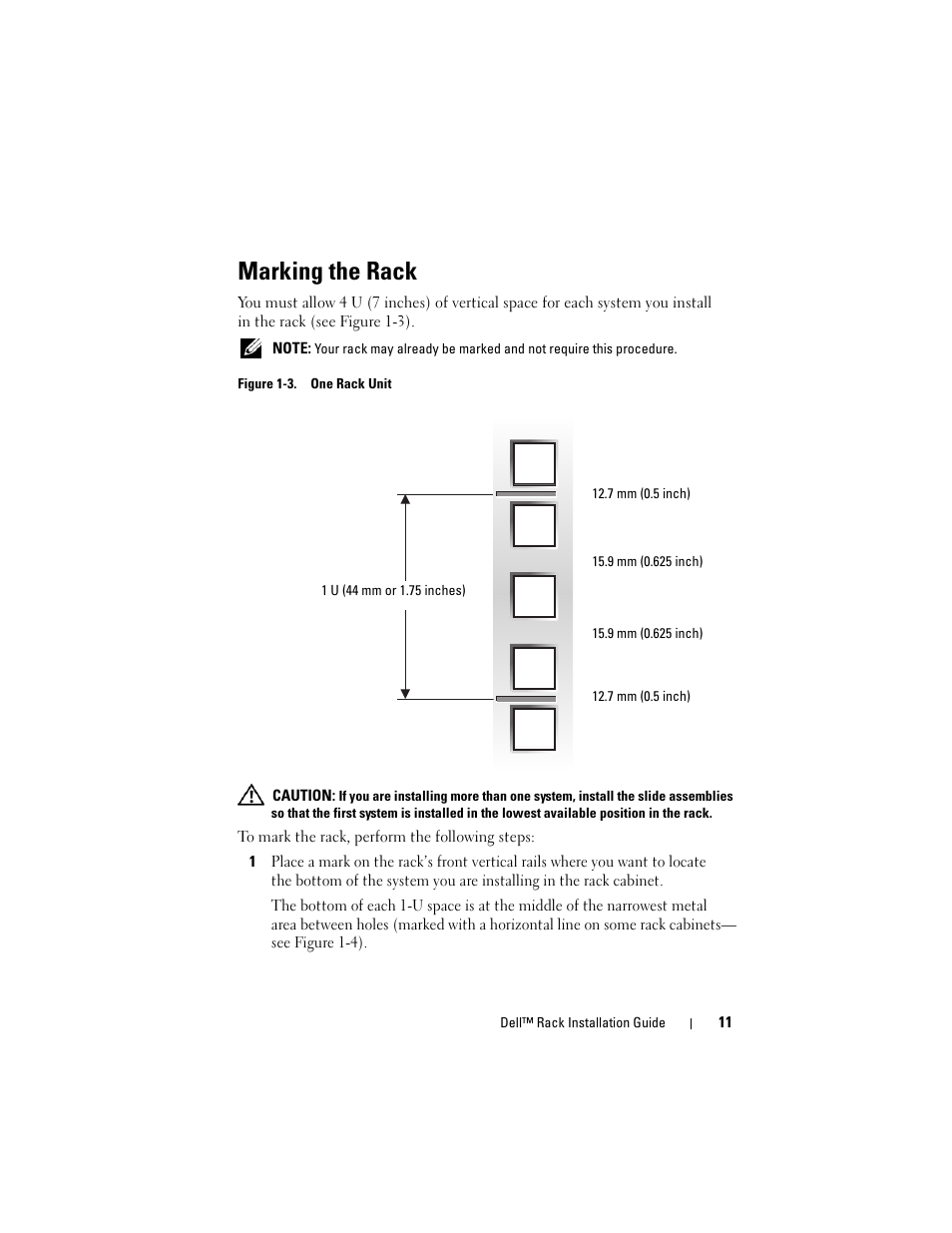 Marking the rack | Dell PowerEdge 6850 User Manual | Page 13 / 142