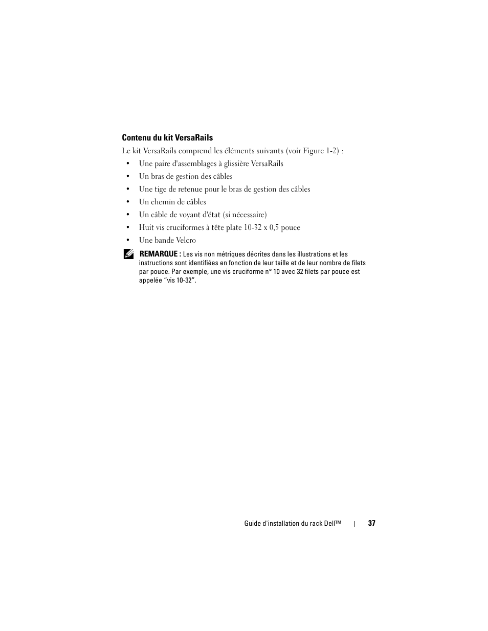 Contenu du kit versarails | Dell PowerEdge 6850 User Manual | Page 39 / 142