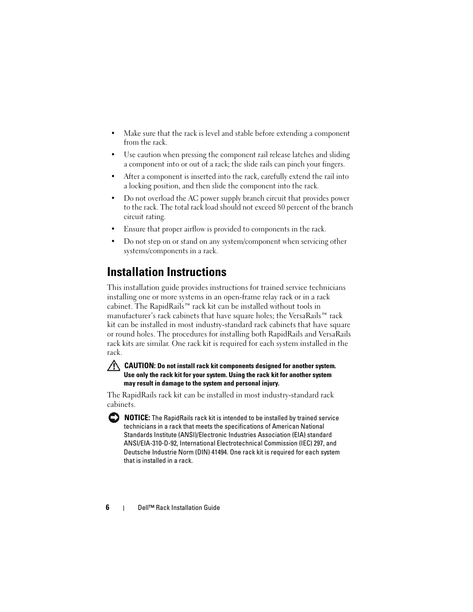Installation instructions | Dell PowerEdge 6850 User Manual | Page 8 / 142