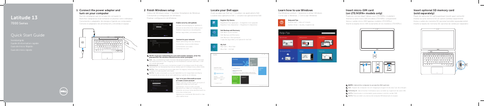 Dell Latitude 13 2-in-1 (7350, Late 2014) User Manual | 2 pages