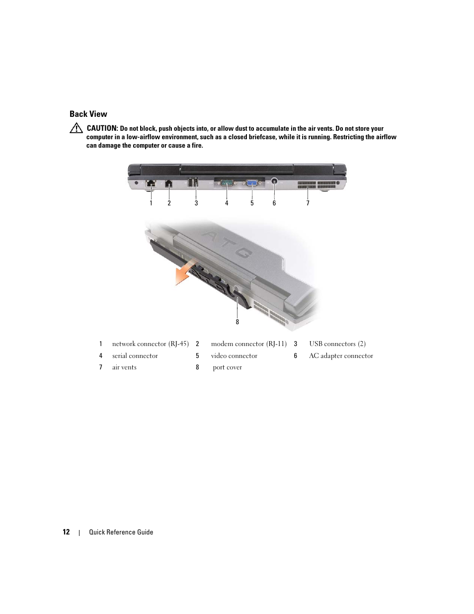 Back view | Dell Latitude D620 ATG User Manual | Page 12 / 98