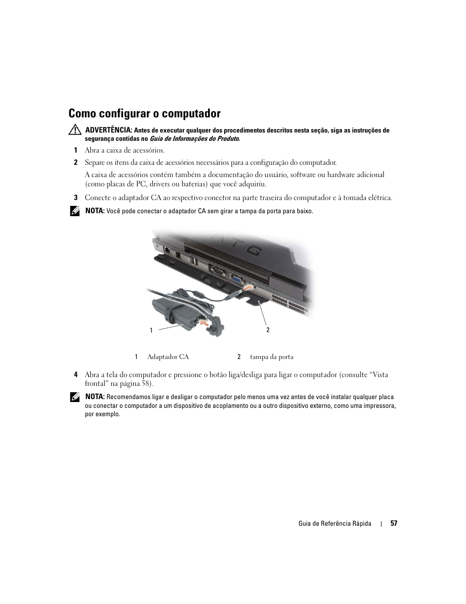 Como configurar o computador | Dell Latitude D620 ATG User Manual | Page 57 / 98