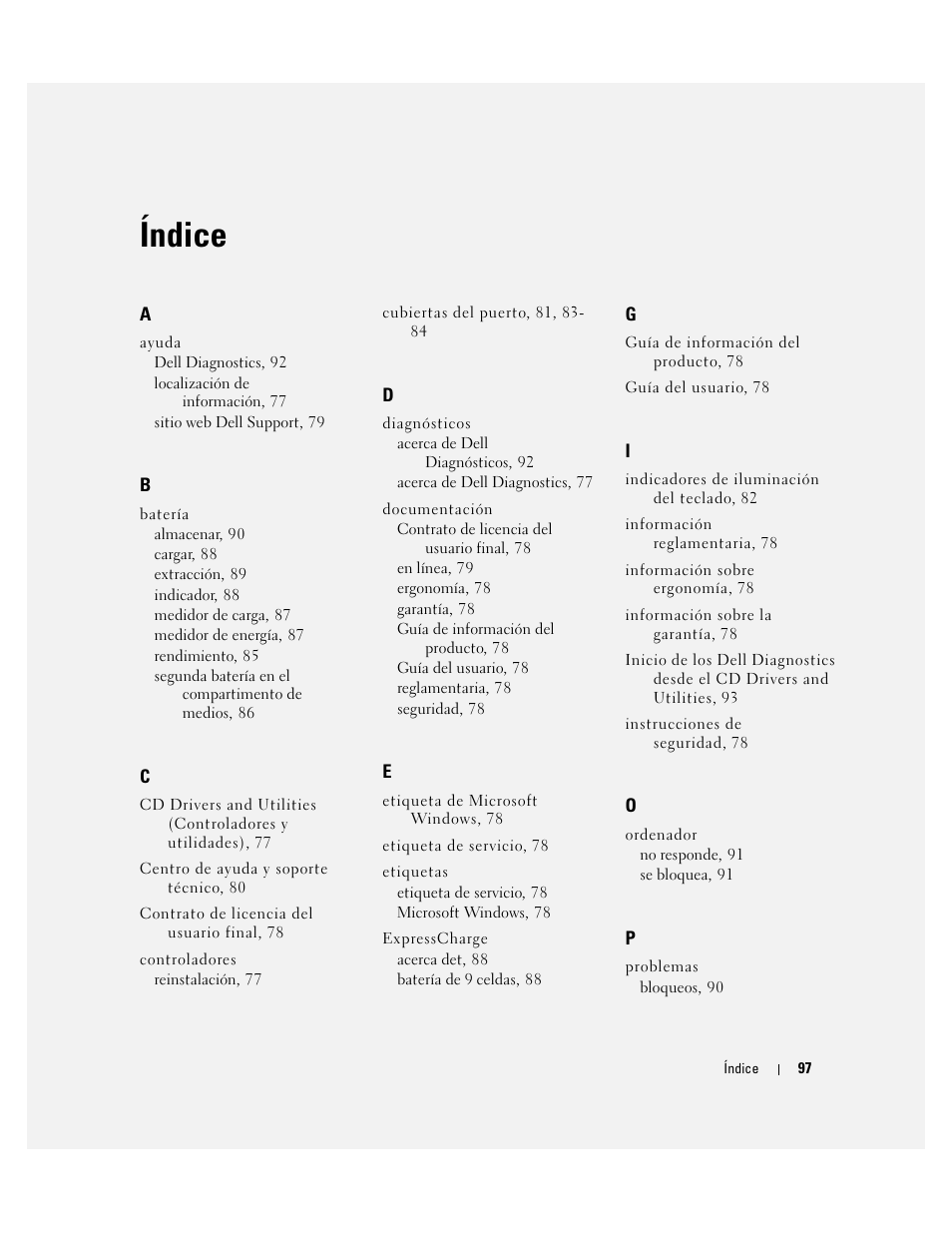 Índice | Dell Latitude D620 ATG User Manual | Page 97 / 98