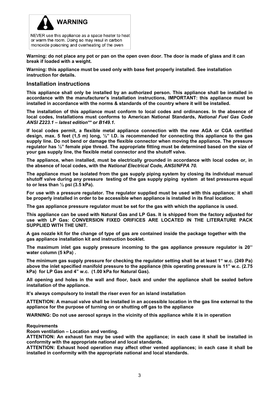 Bertazzoni X304GGVNE User Manual | Page 3 / 29