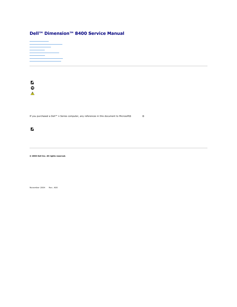 Dell Dimension 8400 User Manual | 47 pages