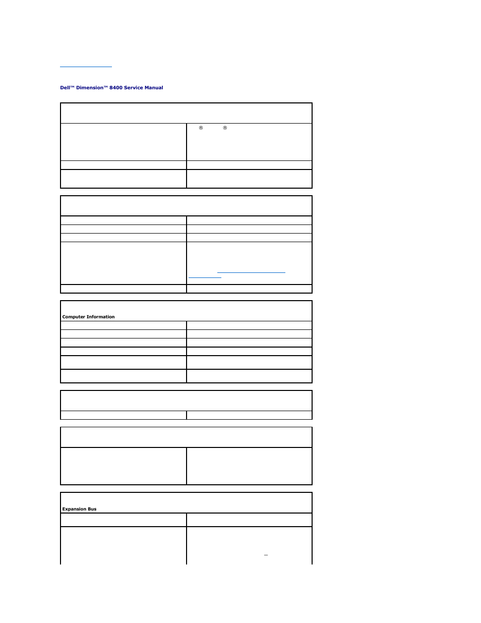 Specifications | Dell Dimension 8400 User Manual | Page 34 / 47