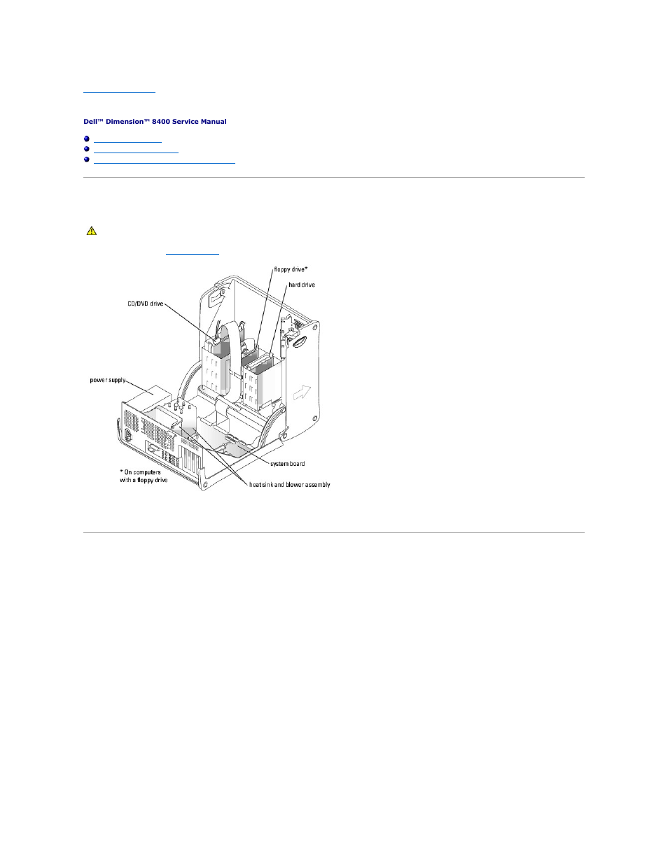 Technical overview, Inside your computer, System board components | Dell Dimension 8400 User Manual | Page 42 / 47