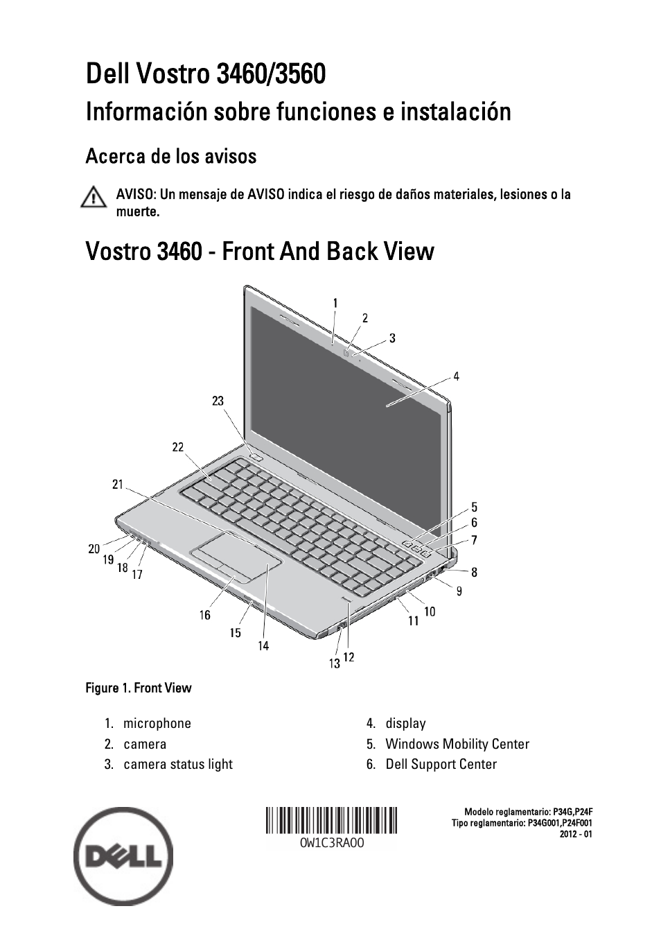 Dell Vostro 3560 (Early 2012) User Manual | 8 pages